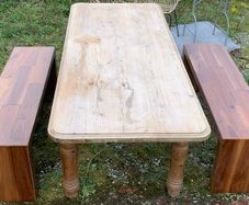 Pair of Custom-Made Solid Walnut Dining Benches