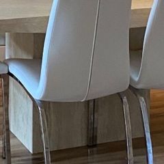 Jysk Dining Chair, white faux leather / chrome