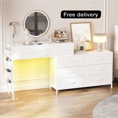 170cm Chest of Drawers with Charging Station and LED Light