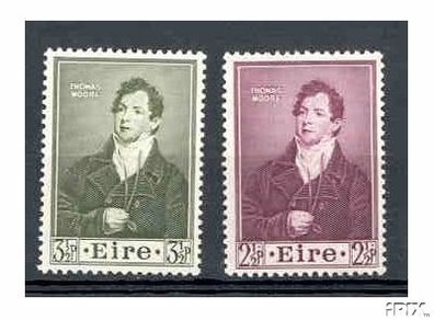1952 Ireland Centenary of the Death of Thomas Moore (Poet & Musician) Commemorative Stamps Mint Never Hinged (MNH)