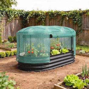 Galvanised Raised Garden Bed Kit with Self Watering System and Mesh Cover, Garden Boxes, 6x3F