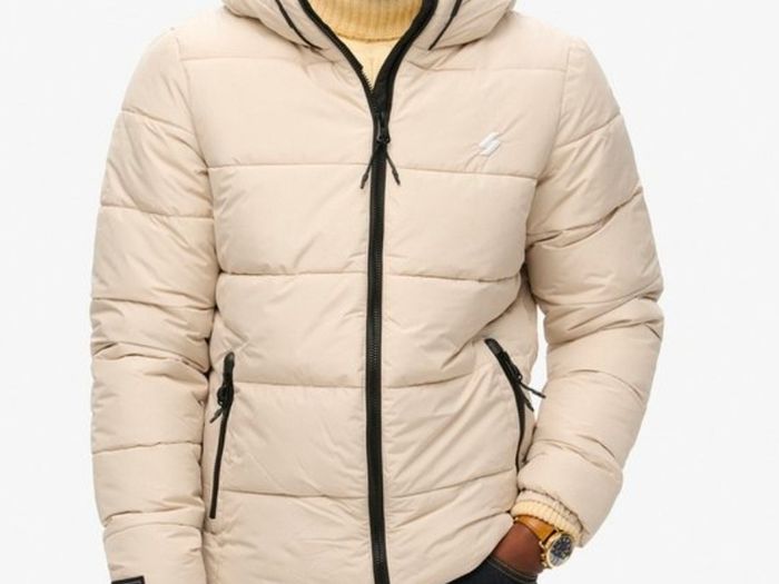 As new SUPERDRY Beige  Hooded Sports Puffer Jacket