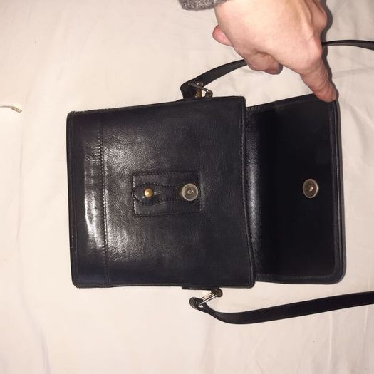 Black leather handbag