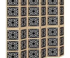 Room Divider 6 Panels Brown and Black Solid Wood Paulownia