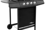 Gas BBQ Grill with 4 Burners Black