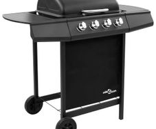 Gas BBQ Grill with 4 Burners Black
