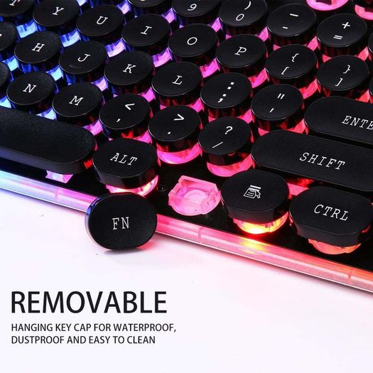 New iMICE AK-700 Retro Punk Backlight Wired USB Gaming Keyboard Black