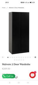Malvern 2 door black wardrobe brand new in box reduced