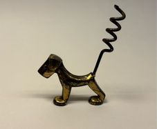 Vintage Art Deco Brass Figural Dog Corkscrew Antique 1930s Scottie Terrier Novelty Barware Sharp Tip