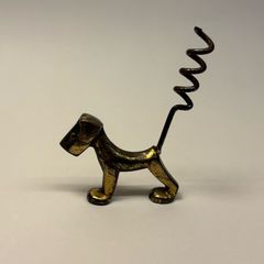 Vintage Art Deco Brass Figural Dog Corkscrew Antique 1930s Scottie Terrier Novelty Barware Sharp Tip