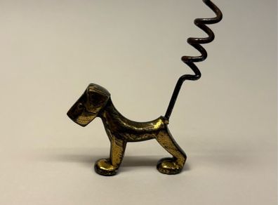 Vintage Art Deco Brass Figural Dog Corkscrew Antique 1930s Scottie Terrier Novelty Barware Sharp Tip