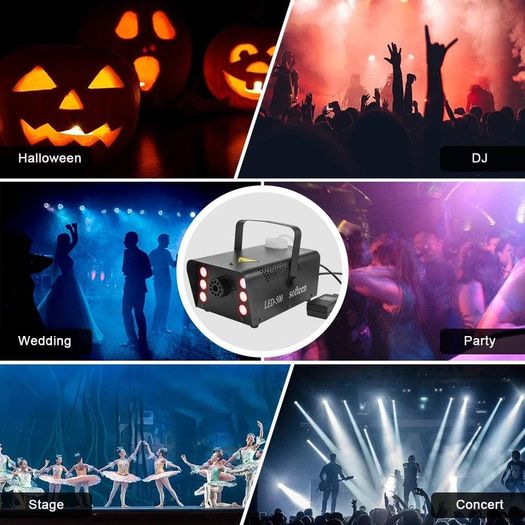 Smoke Machine,softeen Fog Machine with 6 Led Lights and 2 Wireless Remotes,Adjustable Colors and Lighting Modes,Supports Separate or Combination Operation of Fog and Lights,For Halloween, Christmas
