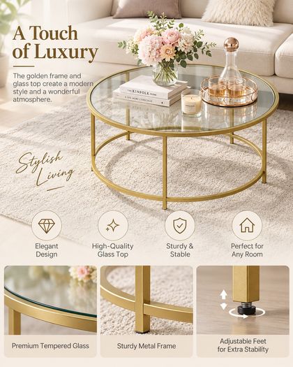 Stylish glass round coffee table - FREE P&P