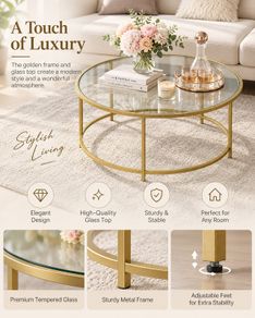 Stylish glass round coffee table - FREE P&P
