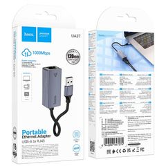 Hoco UA37 USB To Ethernet Adapter 1000 Mbps Metal Gray