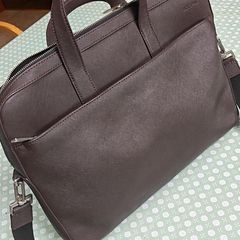 Jack Spade Dark Brown Saffiano Leather Messenger Laptop Briefcase