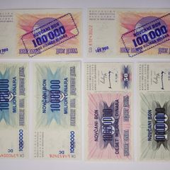 Bosnia - Herzegovina  100,000-100.000,000 Dinara, 1992-1994, 6 notes