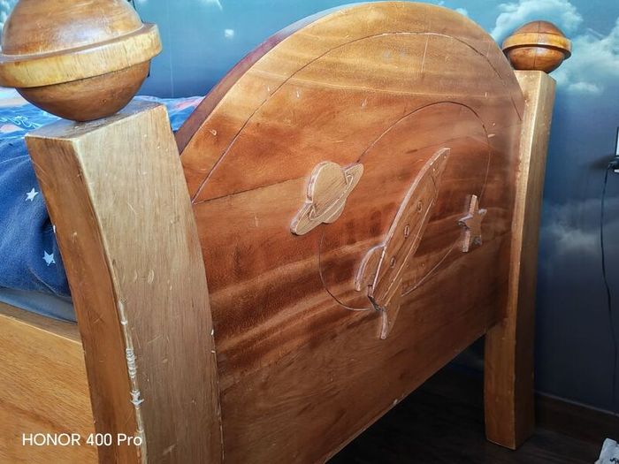Rare Solid Wood Space Kid Bedroom Set Bed & Wardrobe
