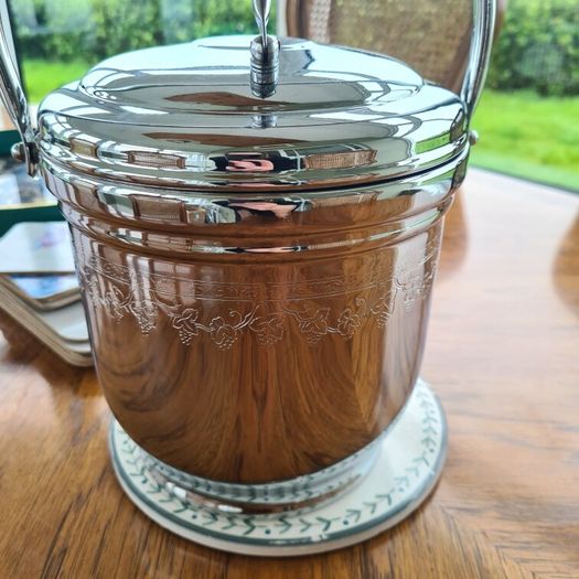 Vintage Chromium on Solid Brass Ice Bucket