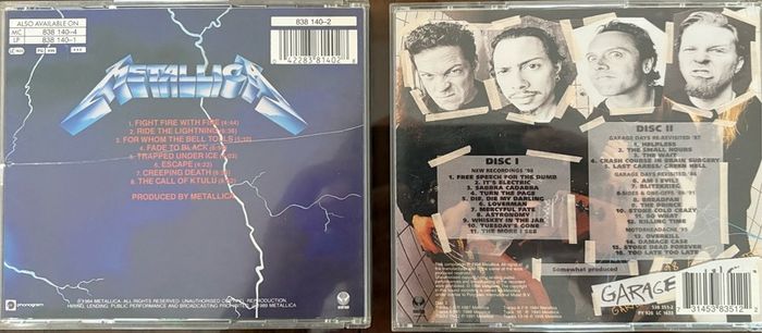 Two Metallica albums, one a double. Five euro each. Ride the Lightning and Garage Inc.