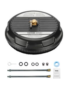 15 Pressure Washer Surface Cleaner, Plastic Pressure Washer Attachments with 4 Wheels, 4000 Max PSI, 1/4 Quick Connector, 2 Spray Nozzles, 2 Extended Wands for Driveway, Sidewalk, Patio, Deck