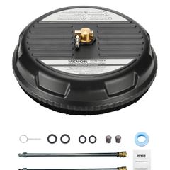15 Pressure Washer Surface Cleaner, Plastic Pressure Washer Attachments with 4 Wheels, 4000 Max PSI, 1/4 Quick Connector, 2 Spray Nozzles, 2 Extended Wands for Driveway, Sidewalk, Patio, Deck