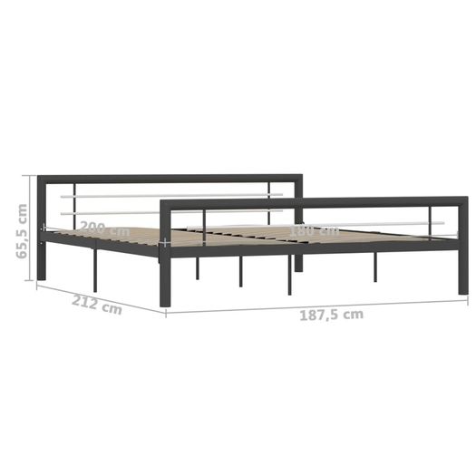 Bed Frame Grey and White Metal 180x200 cm