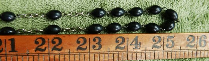 Vintage Rosary with Black Beads and Cross