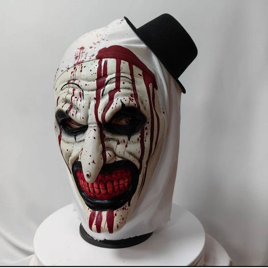 Art the clown Terrifier latex mask cosplay for Halloween.