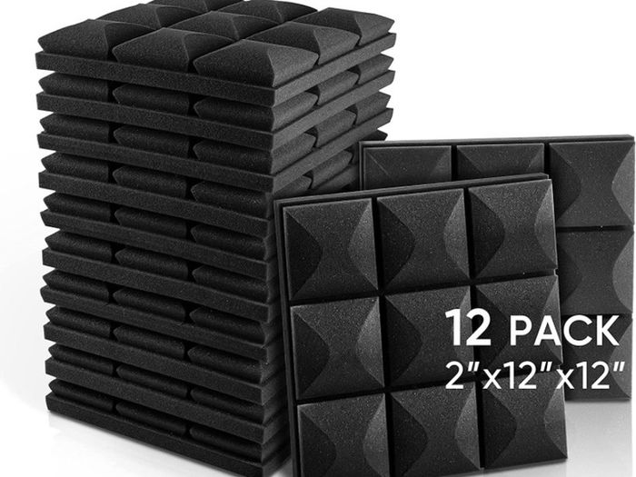 12 Pack - Acoustic Foam Panels, 2" X 12" X 12" Mushroom Studio Wedge Tiles, Sound Panels Wedges Soundproof Sound Insulation Absorbing MULTIPLE DESIGNS AVAILABLE, SEE PHOTOS (FREE POSTAGE)