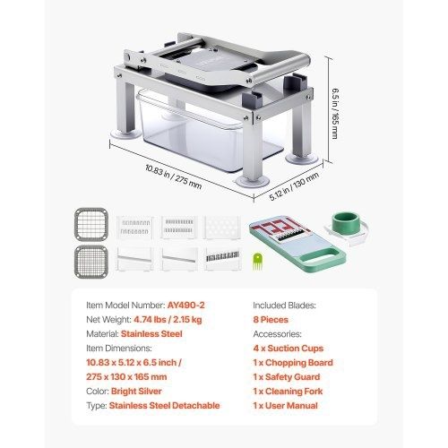 Vegetable Chopper Mandoline Slicer, All-in-1 Food Veggie Cutter with 8 Stainless Steel Blades, Cheese Grater Onion Potato Salad Dicer with Container,Kitchen Gadgets&Essentials Home Appliances