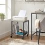 _Bedside Table with Wheels Steel Frame Shelves 40 x 40 x 50 cm for Living Room Bedroom Industrial Design Greige-Black Image 3