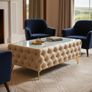 Chester Lux Premium Eco Leather Coffee Table  123 cm (Cream) Image 5