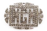 1930s Art Deco Silver Marcasite Monogram Brooch