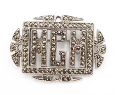 1930s Art Deco Silver Marcasite Monogram Brooch