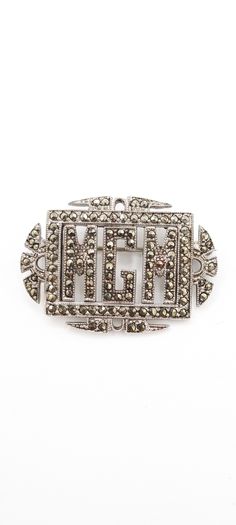 1930s Art Deco Silver Marcasite Monogram Brooch