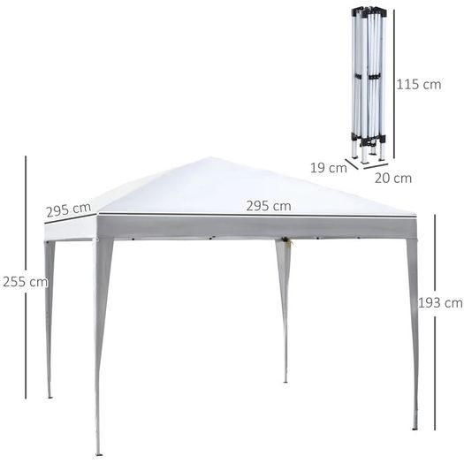 SPRING SALE | 3 x 3m Pop Up Gazebo, No Side Walls, for Parties, Picnic, with Carrying Bag, White