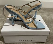 Topshop Roman strappy high heeled sandals in light blue - size 6 UK