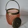 Art noveau brass & diamond glass biscuit barrel Image 2