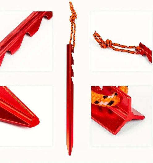 Tent pegs. Pack of 10. Red colour