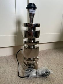 Stacked Chrome Cylinder Table Lamp Modern Geometric Design