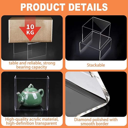 Set of 9 Clear Acrylic Display Risers Cupcakes Holder Sweet Stand Display Transparent Showcase Stands, Candy Bar Risers, Acrylic Lifts Display for Figures (FREE POSTAGE)