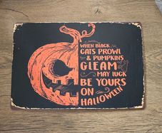 Halloween tin sign - black / orange - new