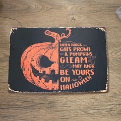 Halloween tin sign - black / orange - new