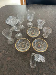 1950s Glassware JOB LOT. Napkin rings etc, sherry glasses,