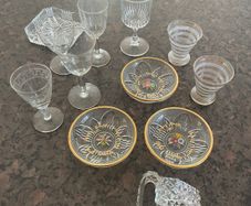 1950s Glassware JOB LOT. Napkin rings etc, sherry glasses,