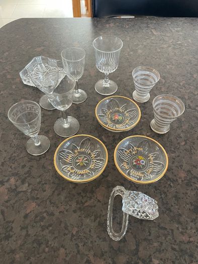 1950s Glassware JOB LOT. Napkin rings etc, sherry glasses,