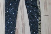 Superdry ladies sportswear leggings black, grey and gold design with stars size XS to small, approx 6 to 8