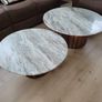Set of 2 Acacia & Stone Side Tables Image 2