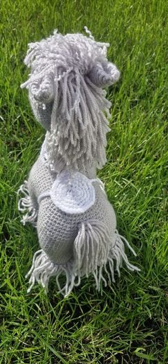 Handmade Crochet Horse Plushie - Grey, 37cm